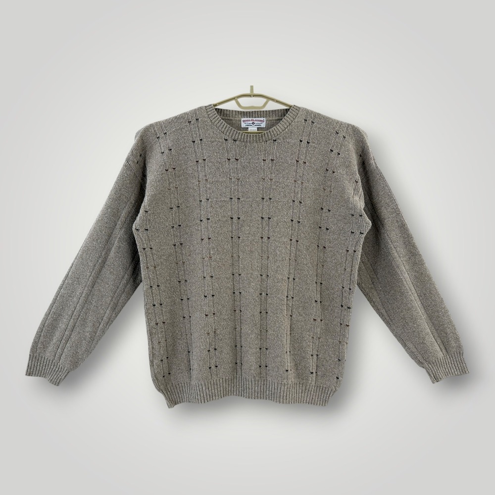 Vintage 90s Boca Classics Mens XL Tan Textured Knit Crewneck Sweater Made in USA